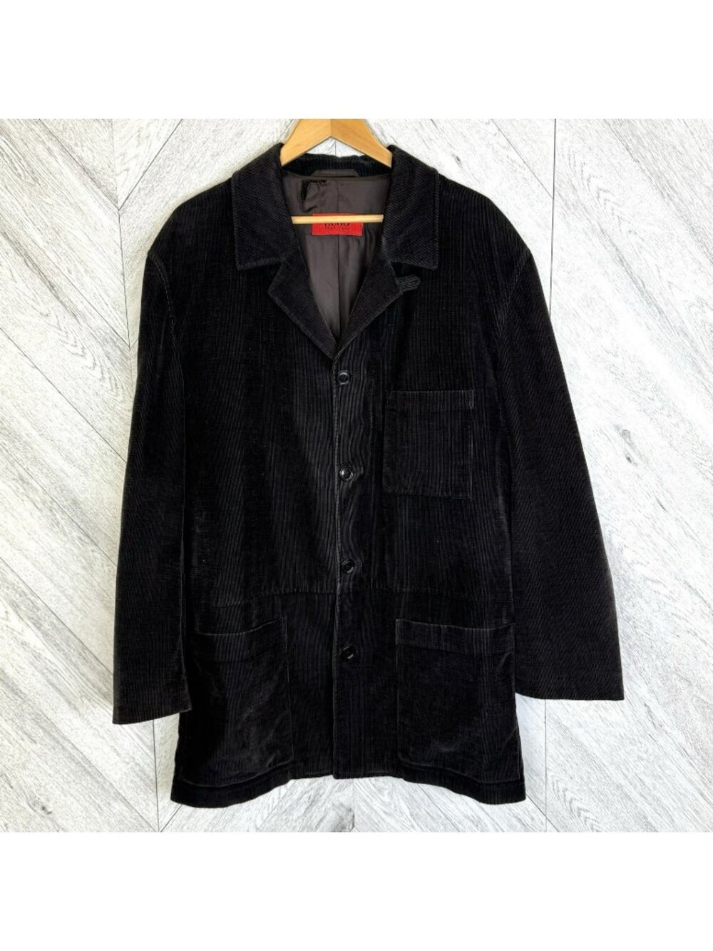 Vintage 1998 HUGO Hugo Boss Corduroy Chore Utility Jacket Italy Mens Large